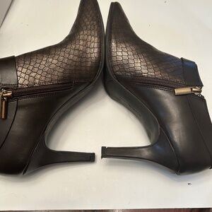 Brown/Bronze Snake Design Leather Boot Shoes